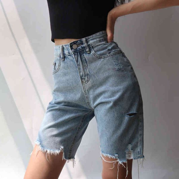 

women's shorts high waist hole tassels slim cyclist denim bermuda jeans summer straight casual fashion women zipper ufif, White;black