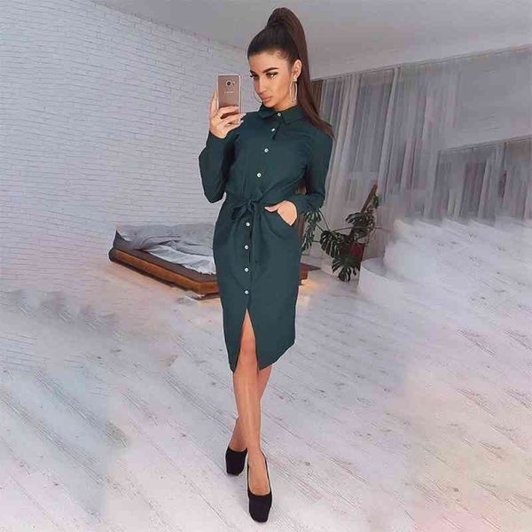 

women's casual dresses fashion long sleeve button shirt dress spring autumn vintage solid color woman dresses femme robe 210322, Black;gray
