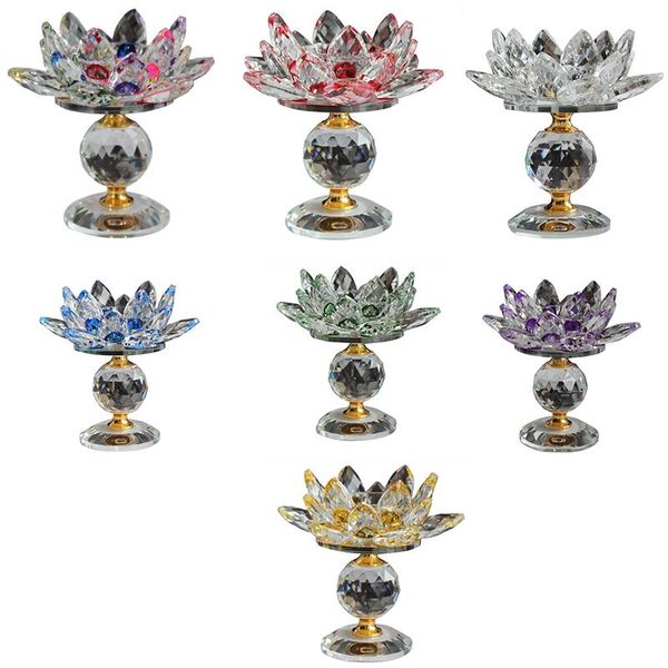 

candle holders glass block lotus flower metal feng shui home decor big tealight stand holder candlesticks