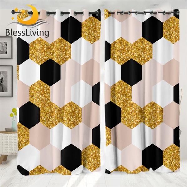 

curtain & drapes blessliving classic for living room geometric golden luxury kitchen curtains 1-piece black white modern gardinen