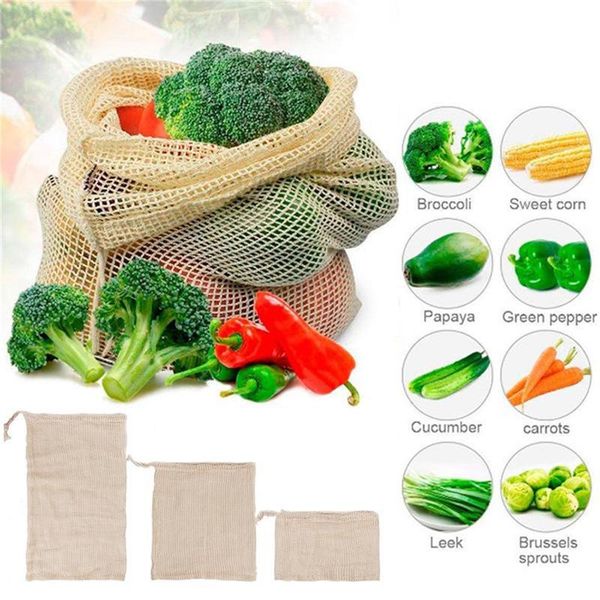 

shopping bags vogvigo 1pc useful vegetable eco cotton bag reusable storage mesh washable kitchen home fruit
