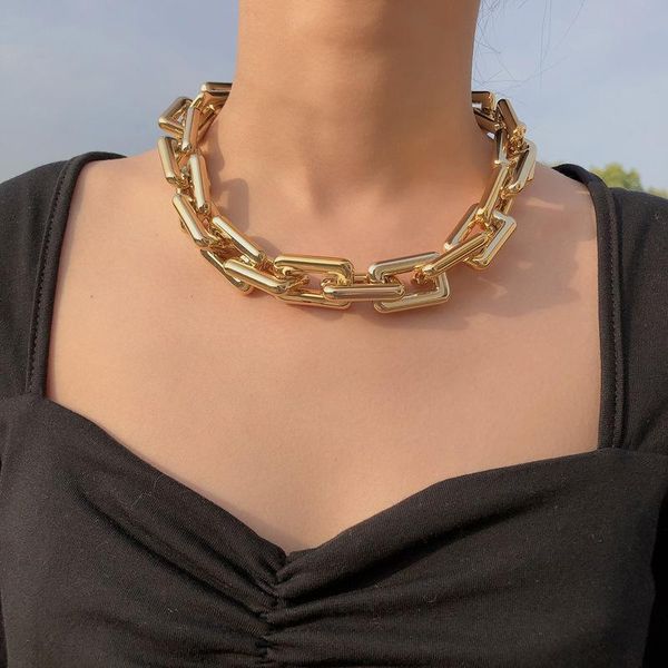

chains timeonly minimalist exaggerated gold color chain necklaces female alloy punk chokers necklace statement party jewelry 2021, Silver
