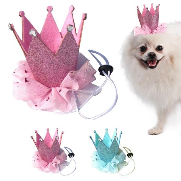 

cat costumes 1pcs dog crown hat rhinestone glitter star elastic party pet birthday for