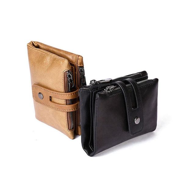 

wallets 1 piece men purse 100% genuine leather wallet with pocket zipper short holder, Red;black