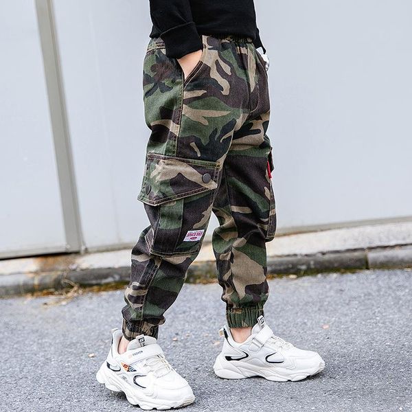 

trousers boys camouflage joggers casual cargo pants for kids cotton clothes teenage clothing 8 10 12 14 years, Blue