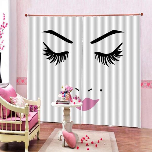 

curtain & drapes modern simple girl face and beauty makeup window curtains digital print for living room bedroom 3d stereoscopic set