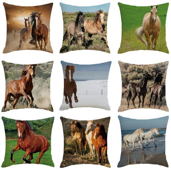 

horse pattern cushion cover sets for chair sofa decorative throw pillow case 45x45cm steed print farmhouse decor cushion/decorative