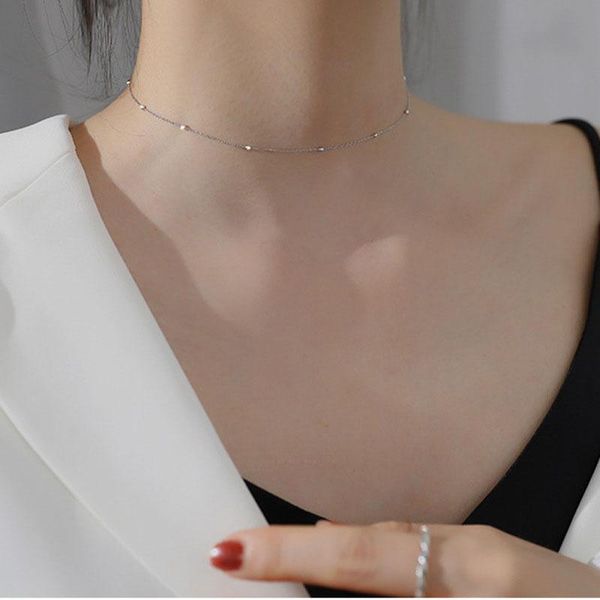 

chokers vjgyho 925 sterling silver collares delicate clavicle necklace temperament fashion choker chain for women fine friend gift, Golden;silver