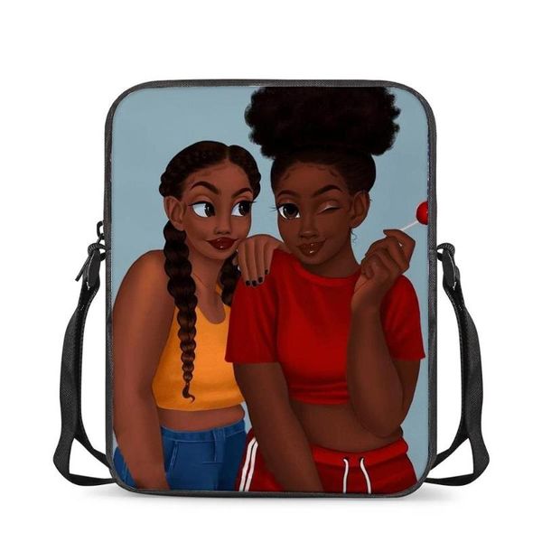 

women cross-body bag cute wink african black sister print ladies messenger bags teen girls casual small school book