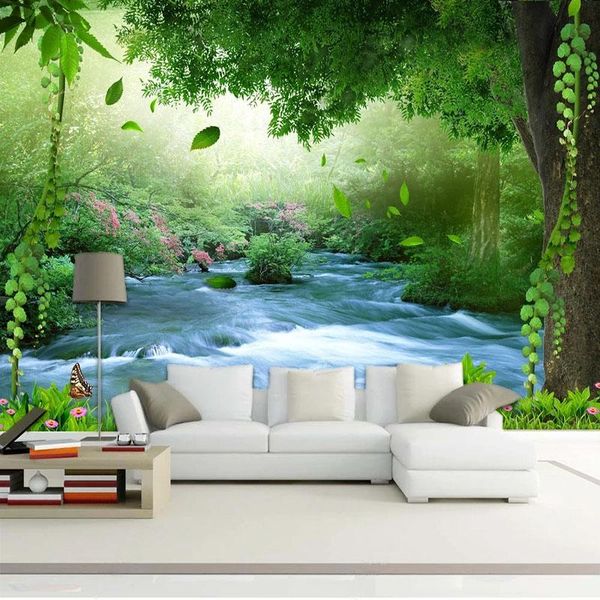 

wallpapers 3d wallpaper el cafe natural environment small stream water background wall self-adhesive waterproof stickers papel