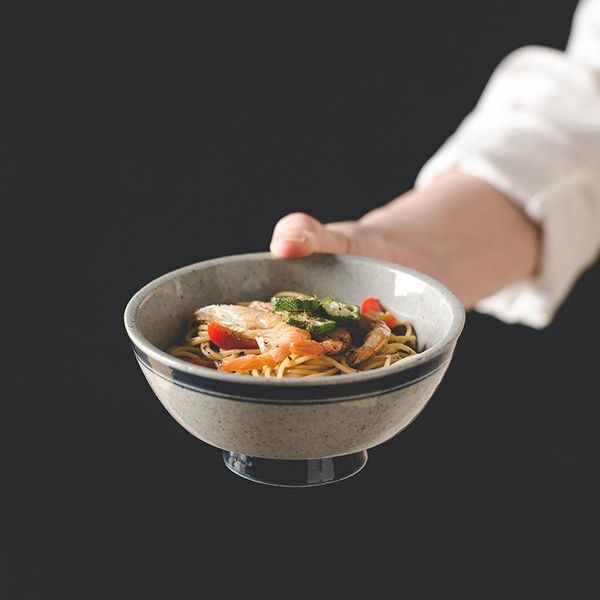 

bowls handmade retro coarse pottery rice bowl simple jingdezhen thickened japanese tableware old fashioned soup home