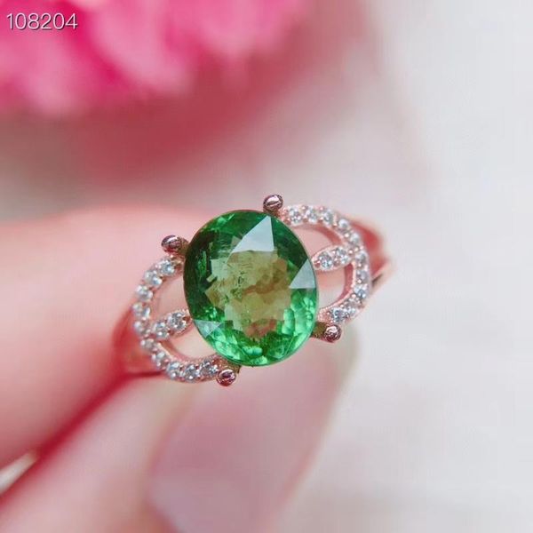 

arrival natural and real tourmaline ring 925 sterling silver fine jewelry cluster rings, Golden;silver