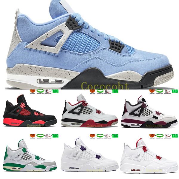 

4 4s university blue basketball shoes red thunder black cat paris metallic purple tour yellow bred men women sneakers us 5.5-134pg8