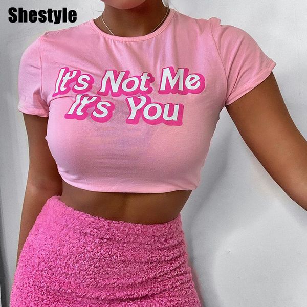 

shestyle letter tight streetwear t-shirt women 2021 summer fashion trendy short sleeve skinny round neck crop cool styleb, Black;white