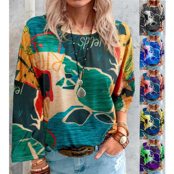 

autumn 2021 map print long sleeve women's t-shirt top, White