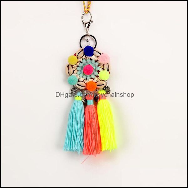 

keychains fashion accessories mticolour pompom tassel key chain st bag decorations charms boho ring jewelry gift for women drop delivery 202, Silver
