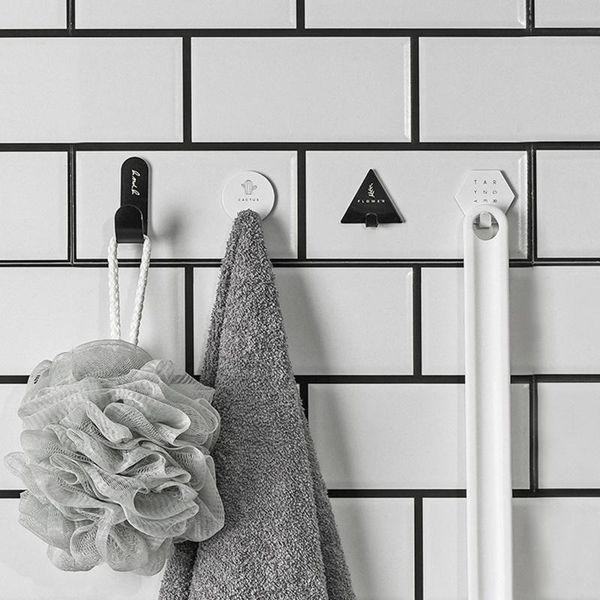 

hooks & rails 4pcs geometric hanging multifunctional storage rack punch iron hook hanger home kitchen shelf organizer