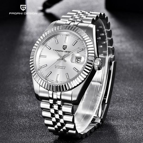 

wristwatches pagani design luxury automatic mechanical watches sapphire waterproof stainless steel men's watch luminous diving men, Slivery;brown