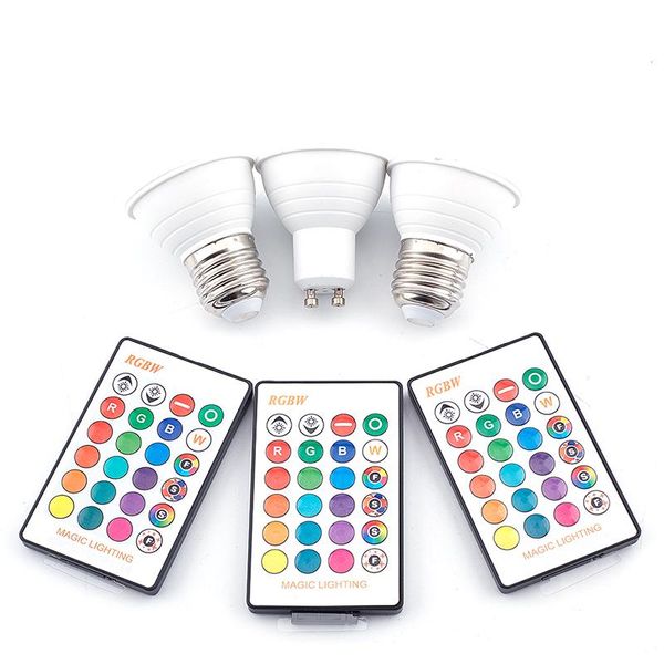 

bulbs 1set gu10 rgb led lamp 16 colors remote control memory function