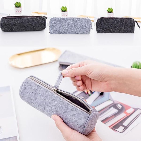 

storage bags minimalist felt wool pencil case big capacity multifunctional pen bag office school stationery pouch buckle purse