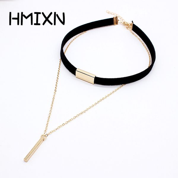 

designs black velvet choker necklace strip rope chain bar square tube strip chocker for women collar mujer collier femme ras du cou, Golden;silver