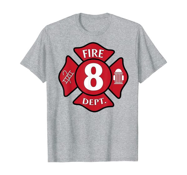 

fireman birthday boy 8 dept | firefighter 8th gift t-shirt, White;black