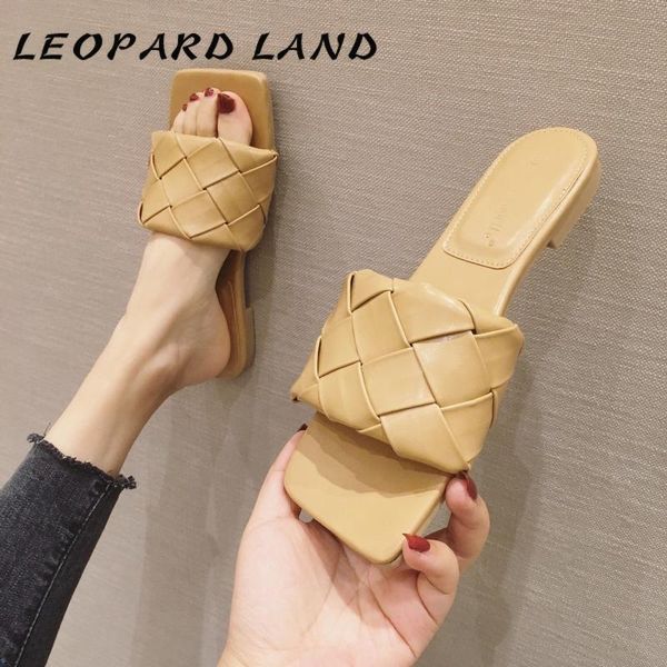 

slippers leopard land summer fashion shallow mouth casual wear women's shoes one-line woven daily flat bottom open toe women sandals tw, Black