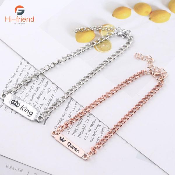 

charm bracelets 2021 trend style bracelet his queen her king for women men couples love gift jewelry, Golden;silver