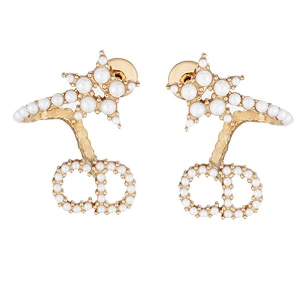 

70% off outlet online new pearl letter earrings female star fashion trend irregular ring earrings silver needle, Golden