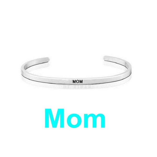 

bangle i love you mom stainless steel mantra bracelets lucky jewelry for mum cuff gift family bless bracelete feminino, Black