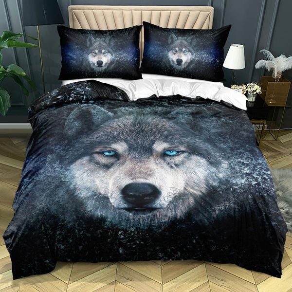 

bedding sets 3d custom design linens bed comforter covers white pillowcovers set twin king  double single size wolf bedclothes