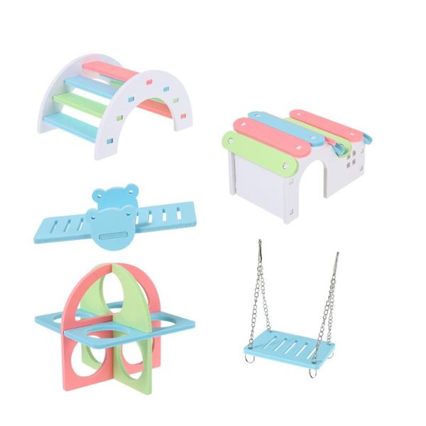 

small animal supplies 5pcs diy hamster toys house rainbow arch bridge seesaw swing