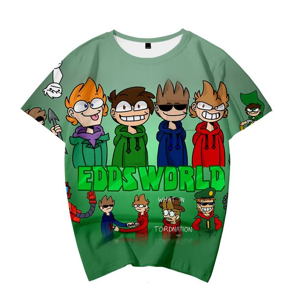 

animation tv show eddsworld 3d t shirt women men boys girls summer fashion short sleeve funny tshirt graphic tees streetwear, White;black