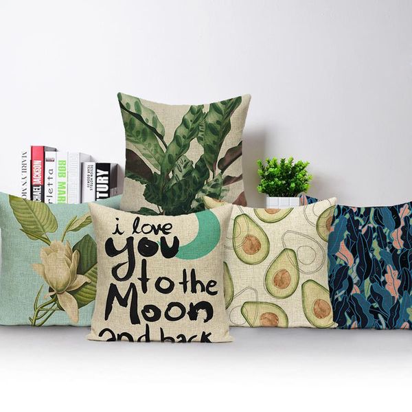 

cushion/decorative pillow tropical plant leaves pillowcase green palm cactus printed pillows cover letters simple cushions for sofa seat hom
