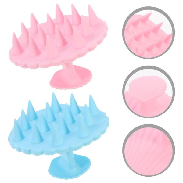

hair brushes 2pcs head meridian combs portable silicone wash, Silver