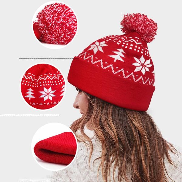 

beanie/skull caps classic christmas knitted hat fur ball hem year gift winter warm hats snowflake tree thicken, Blue;gray