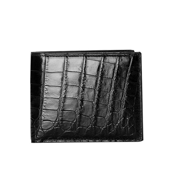 

customized initials luxury genuine real crocodile leather men wallet coin purse fashion skin short card holder wallets, Red;black