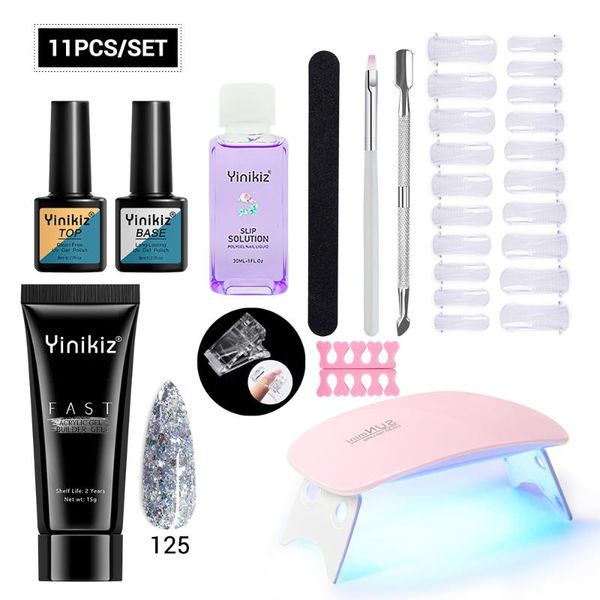 

poly uv gel set nail kit crystal builder clear color with lamp polish for extension, Red;pink