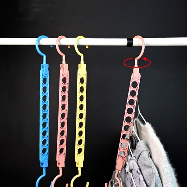 

hangers & racks storage wardrobe organizer plastic clothes folding multifunction saving drying closet 9 holes rotating magic space home