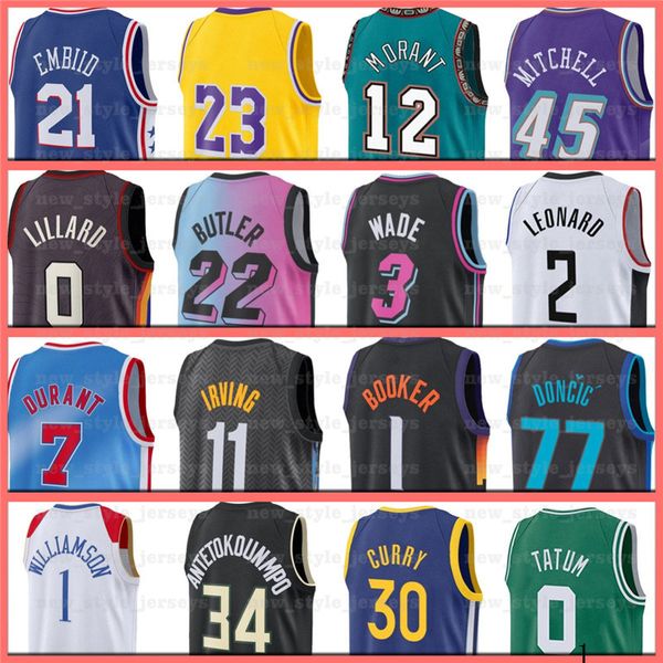 

kevin kyrie harden durant irving antetokounmpo basketball jerseys booker dwyane ja luka morant doncic wade kawhi z2 leonard george luka joel, Black;red