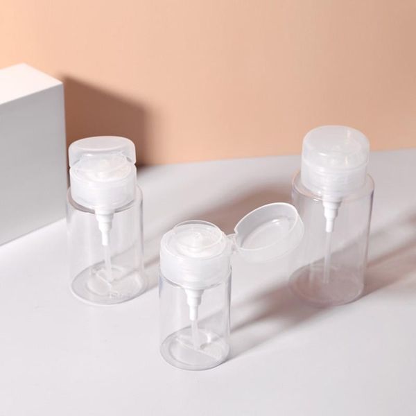 

storage bottles & jars transparent sprayers container push down empty bottle pump dispenser for nail polish and makeup remover 100/150/200/3