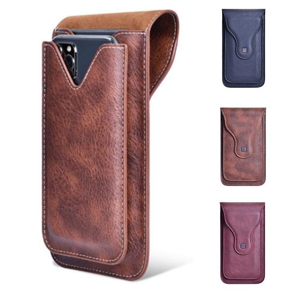 

waist storage bag pu leather phone pouch solid color belt bags portable pack clip hanging holster case