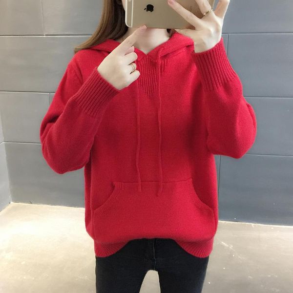

gkfnmt pull femme 2021 korean fashion hooded sweater women casual split female pullover warm knitwear autumn jumper clothing women's sw, White;black