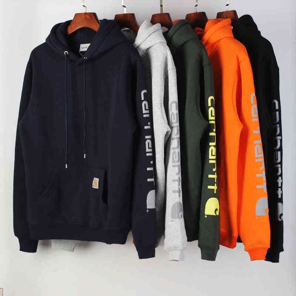 

21ss cash khart kirin arm printed plush hooded sweater street casual sweater, Black