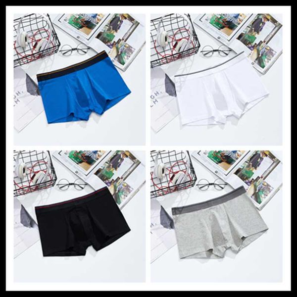 

underpants 4pcs male panties cotton mens underwear breathable man boxer solid comfortable sports men shorts, Black;white