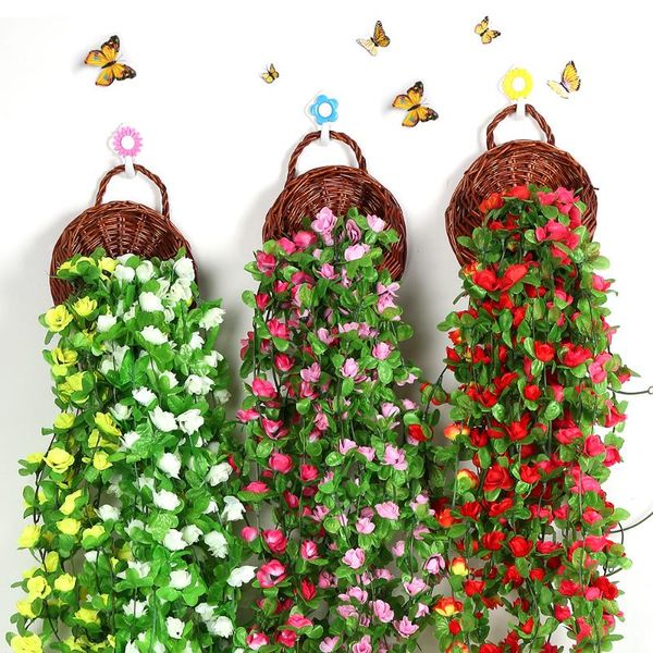 

decorative flowers & wreaths 7.54ft/230cm string fake artificial silk rose vine garland flower wall weddings party home garden decoration