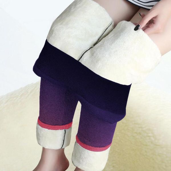 

women's leggings winter gradient thick for women velvet warm skinny girls stretchy high waist fashion legging mujer pants, Black