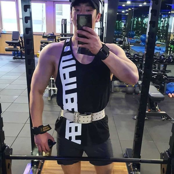 

summer muscle fitness brother bodybuilding i-shaped vest men's korean version cotton loose hurdle exercise clothes, White;black