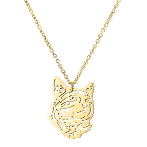 

pendant necklaces stainless steel animal hollow cat head necklace female chain jewelry for women collar choker friend gift 2021 collier, Silver