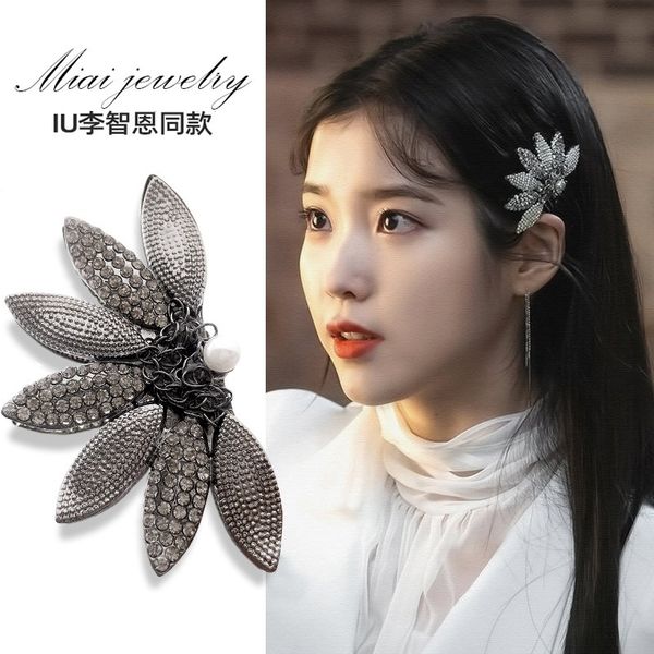 

korean elegant crystal fairy hair clips metal barrettes temperament clip shark hairpin ins personality grab shower disk hair jewelry artifac, Golden;silver